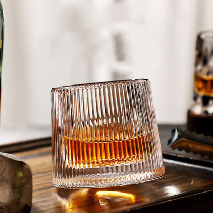 Spinning Whiskey Glass with Wooden Base - Three Glass Styles