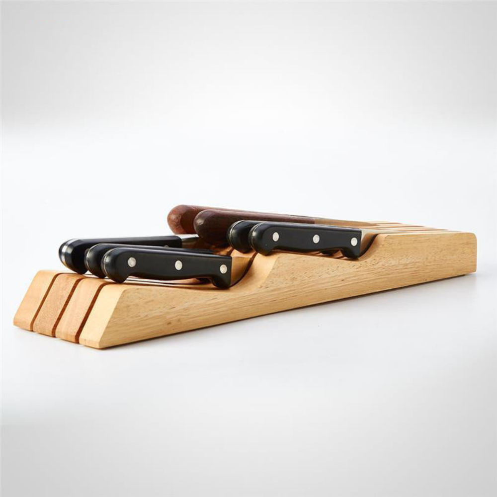 Horizontal Kitchen Knife Holder - Drawer or Countertop Knife Storage