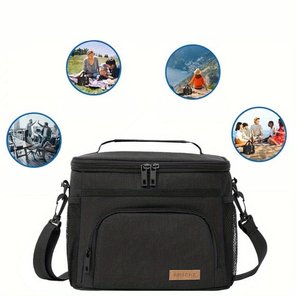 Insulated Lunch Bag with Adjustable Shoulder Strap and Thermal Lining