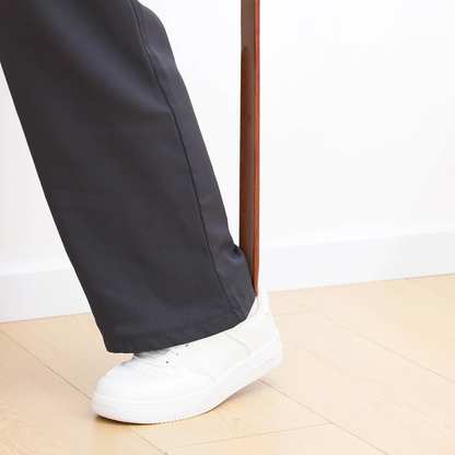 Long Handled Shoe Horn with Solid Wood Body and Magnetic Storage Mount