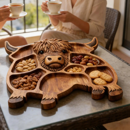 Wood Charcuterie Boards Cow Shaped Solid Wood Meat and Cheese Platter