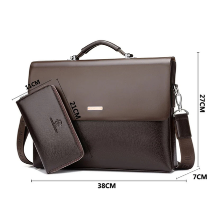 Briefcase Synthetic Leather Business Shoulder Bag with Laptop Sleeve