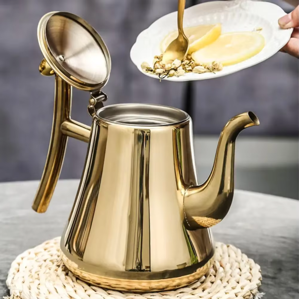 Stainless Steel Teapot With Filter, Induction Tea Kettle Cooker With Stainless Steel Lid