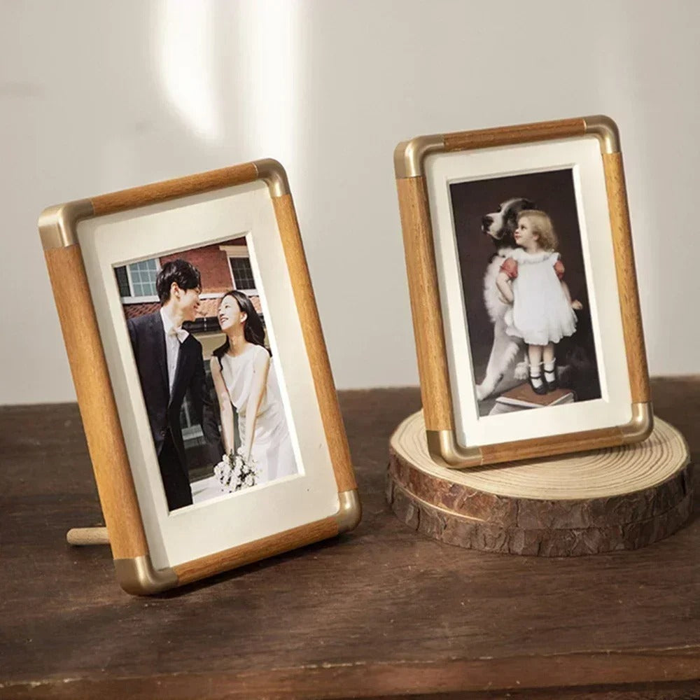Retro Wooden Picture Frame - Tabletop/Shelf/Desk