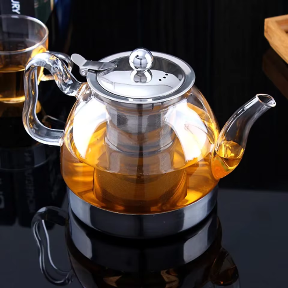 High Borosilicate Glass Teapot Stovetop Gas and Induction Cooker, Boiling Water Tea Kettle With Stainless Steel Filter