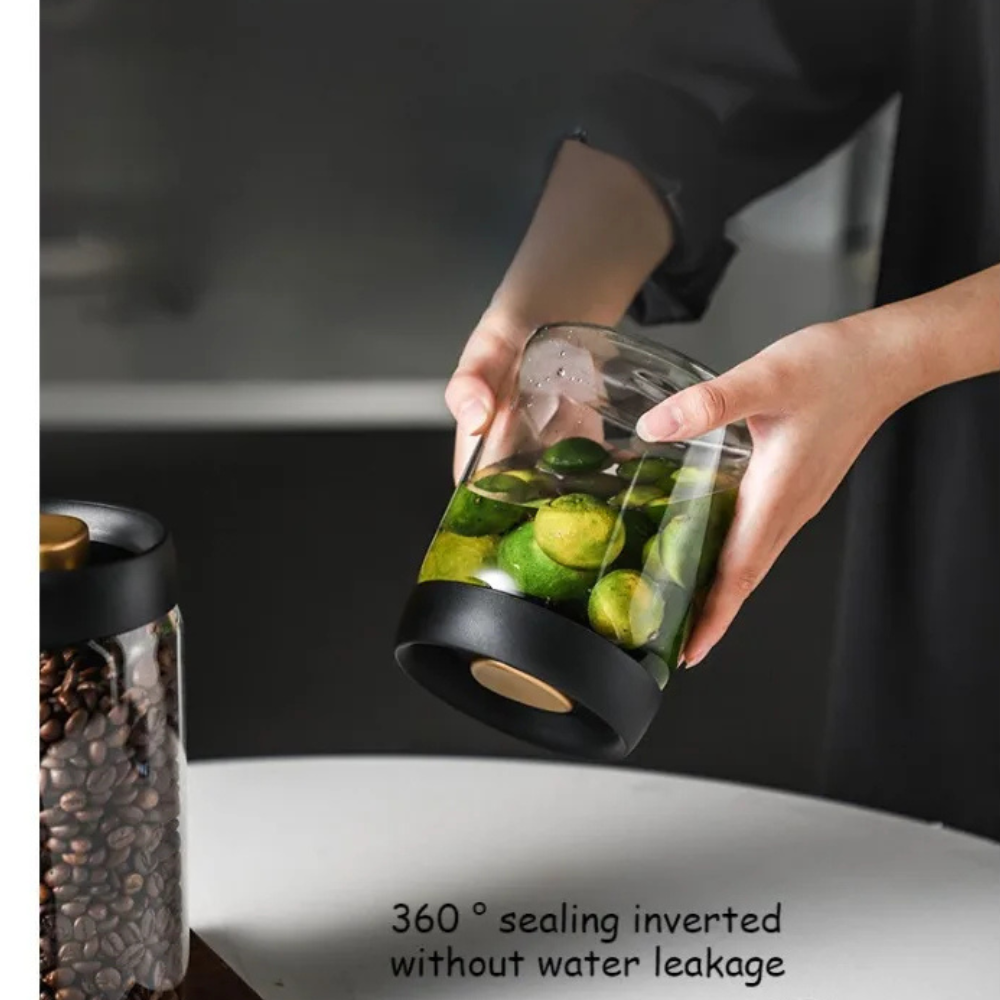 Air Tight Coffee Container Vacuum Sealed Glass Jar Canister for Fresh Beans