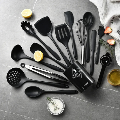Kitchen Utensils with Holder - 15pcs Silicone Cooking Set