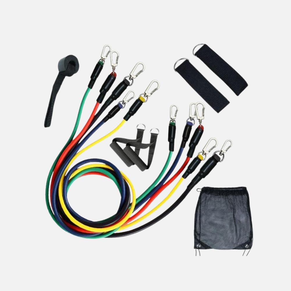 Fitness Resistance Bands Set For Home Gym, 11-Piece Complete Exercise Workout Kit