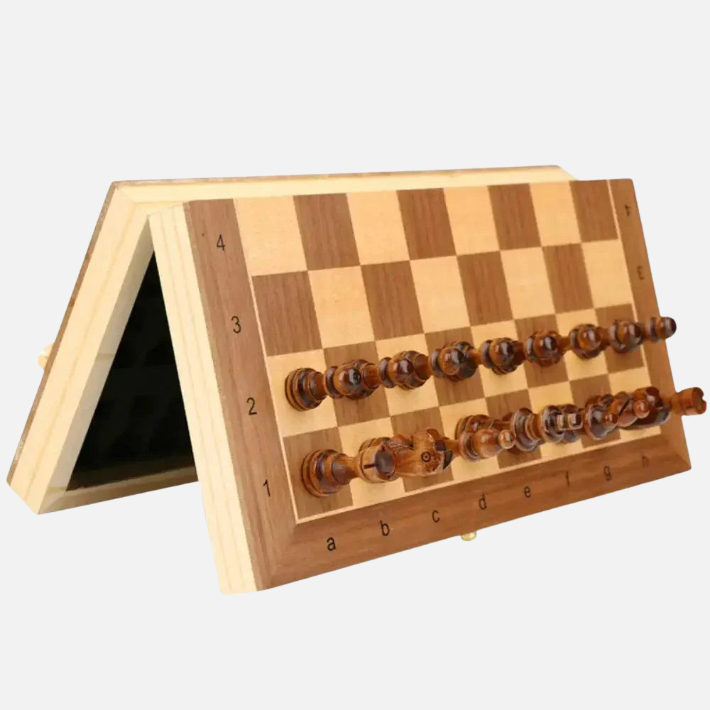 Wooden Folding Chess Set, Magnetic Board Game