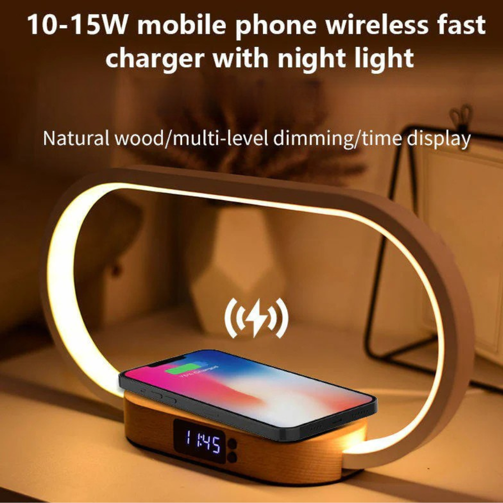 Digital Alarm Clock with Wireless Charging Pad and Dimmable Night Light