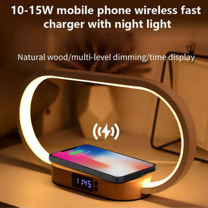 Digital Alarm Clock with Wireless Charging Pad and Dimmable Night Light