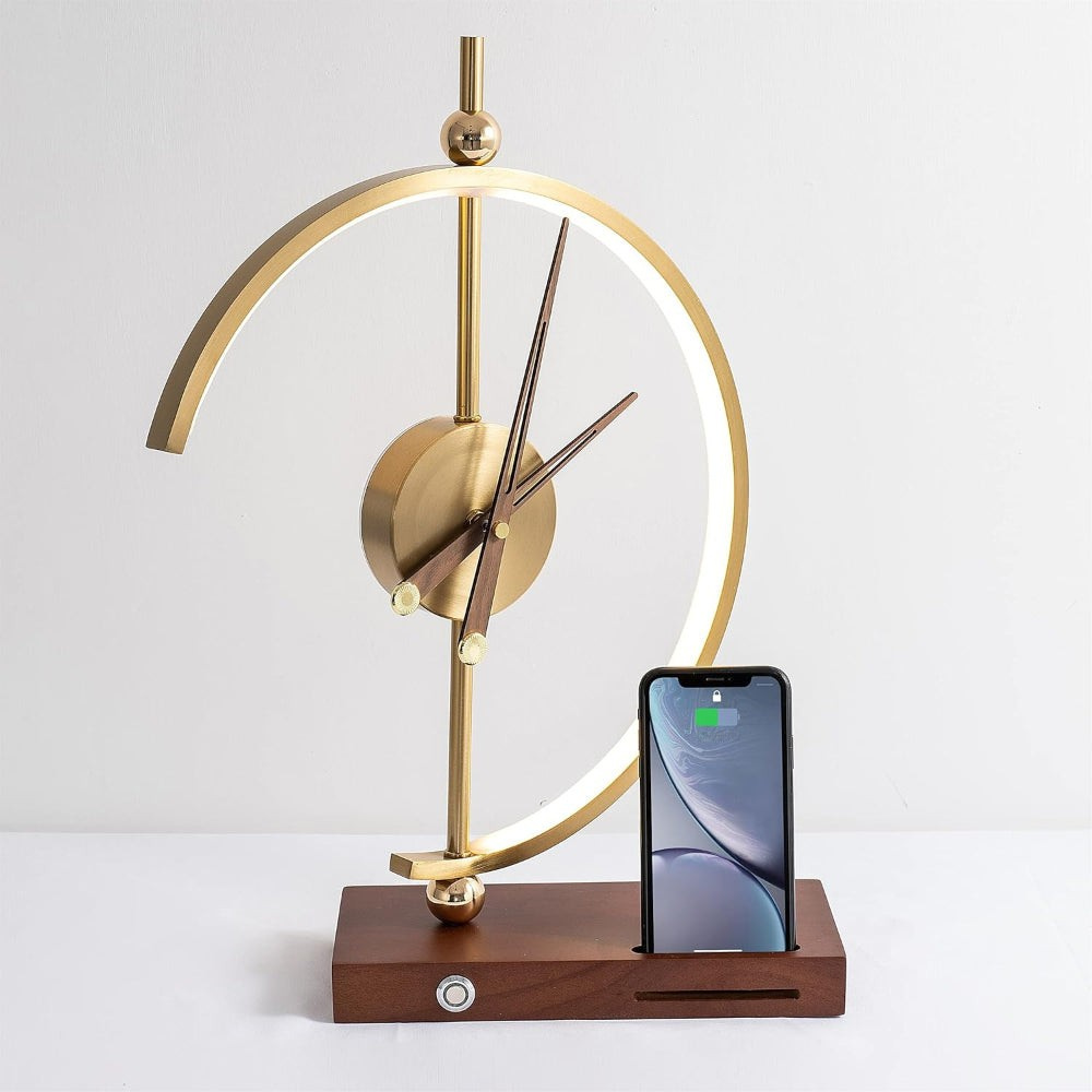 Modern Daylight Clock, Desk Lamp Clock With Wireless Charger For Phone
