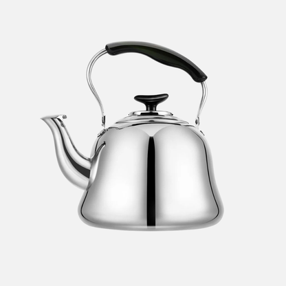Stainless Steel Whistling Stovetop Teapot, Whistling Large Capacity Tea Kettle With Black Handle