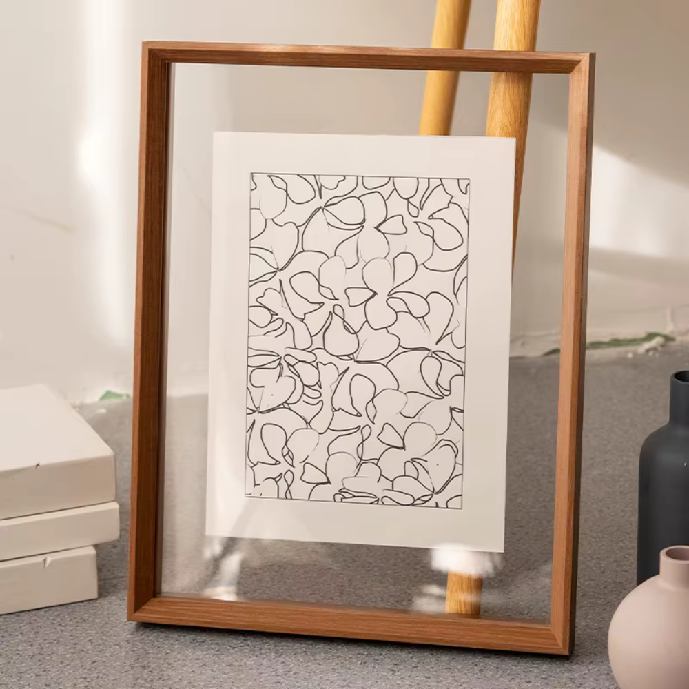 Picture Frame Floating Wood Display Holder for Photos and Art Prints