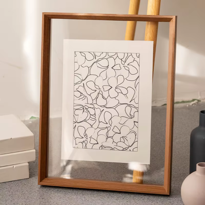 Picture Frame Floating Wood Display Holder for Photos and Art Prints