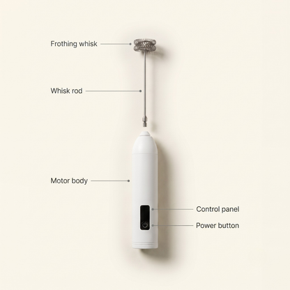 Milk Frother with Three Speed Motor and Detachable Stainless Steel Whisk