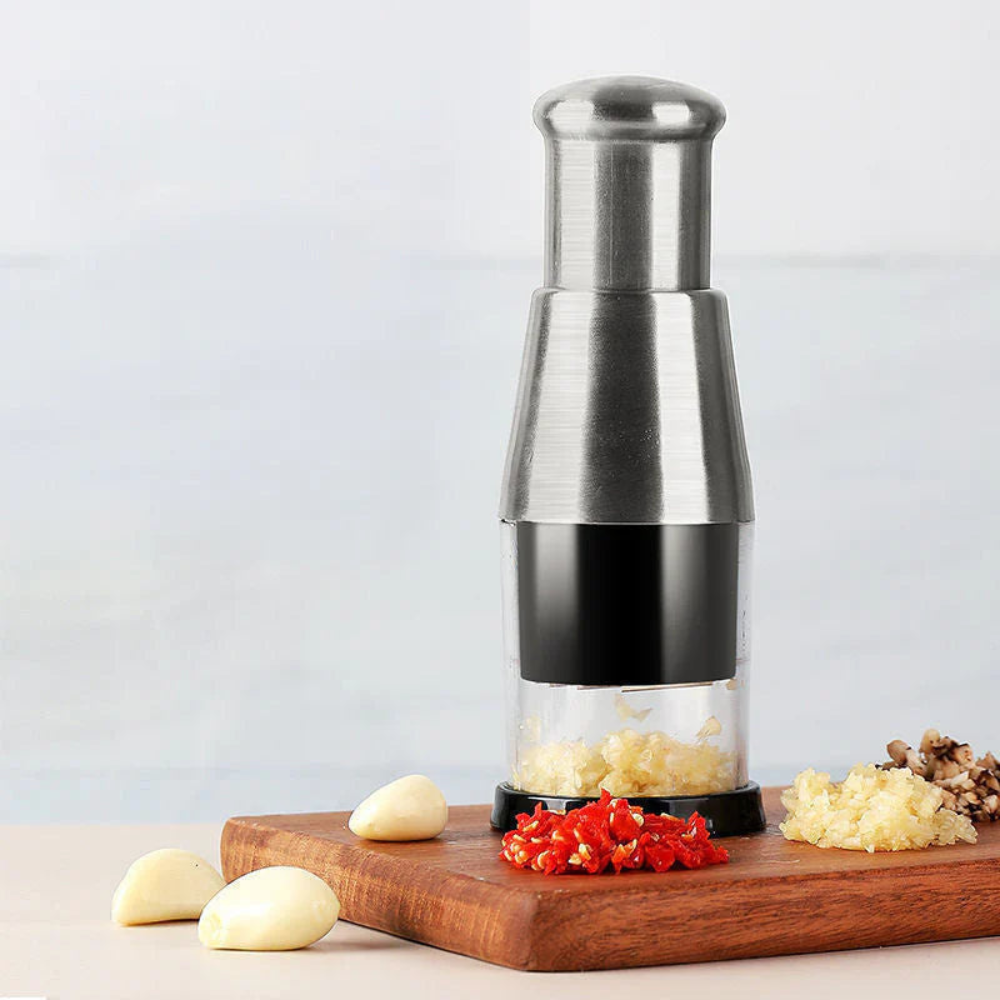 Garlic Chopper With Stainless Steel Blades For Fine or Coarse Vegetable Cutting