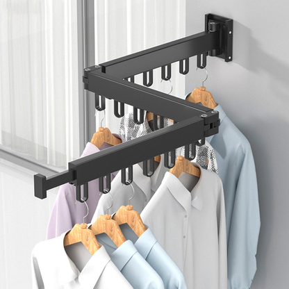 Clothes Drying Rack Wall Mounted Folding Space Aluminum Triple Arm Hanger