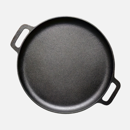 Cast Iron Skillet Pan Griddle Round Multi Cooking Surface with Dual Handles