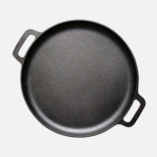 Cast Iron Skillet Pan Griddle Round Multi Cooking Surface with Dual Handles