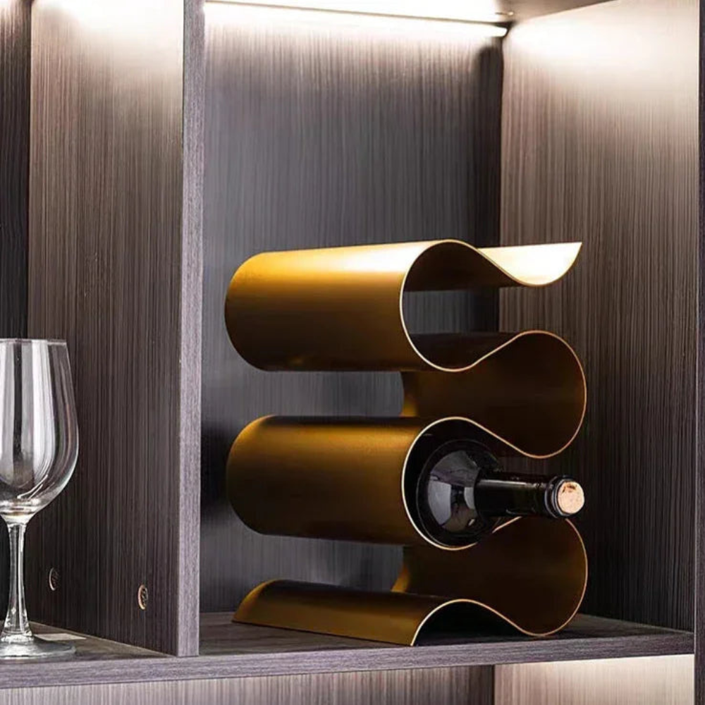 Countertop Wine Racks Free Standing 3 Bottle Holder Sculptural Iron Organizer