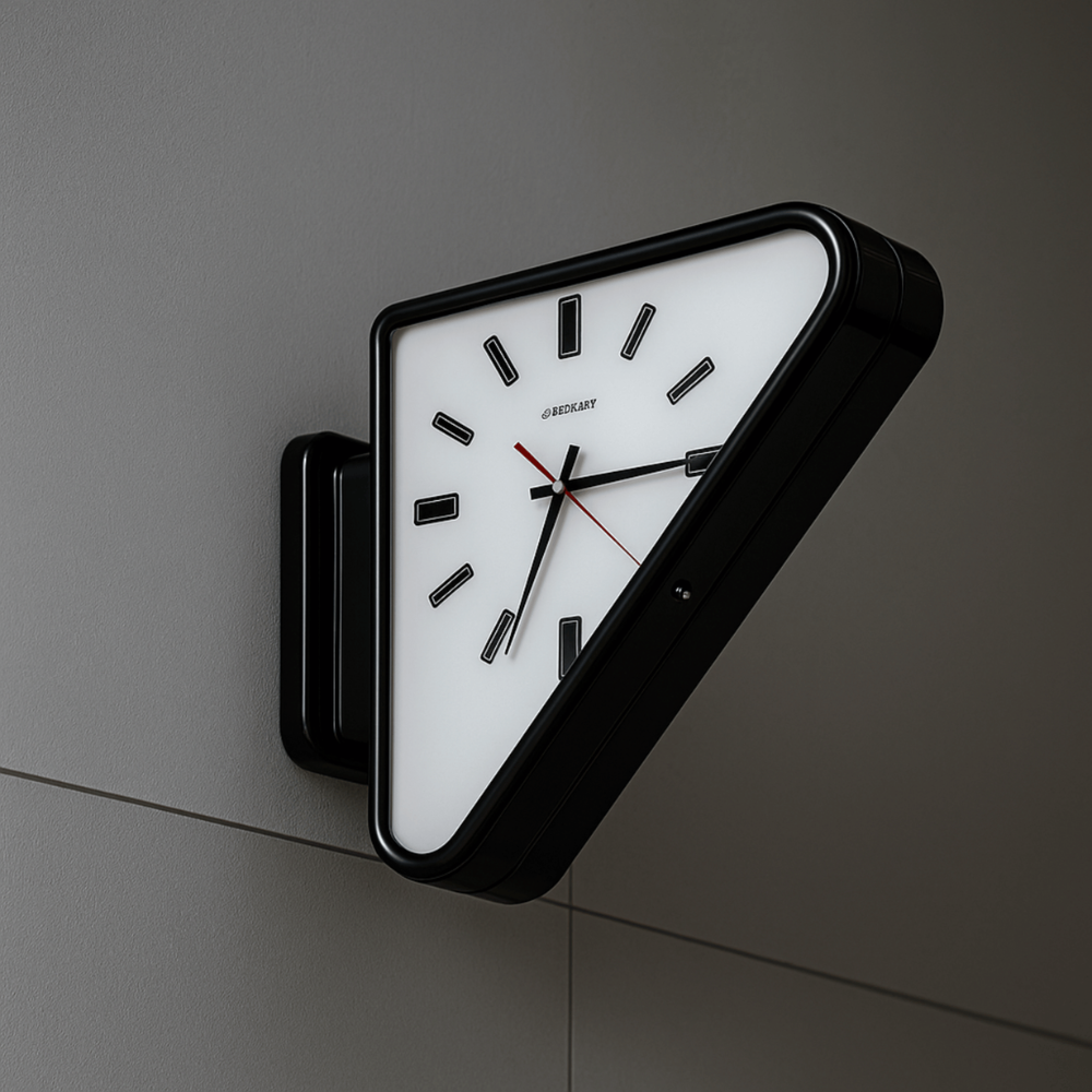 Analogue Clocks Double Sided Metal Wall Mounted Silent Geometric Timekeeper