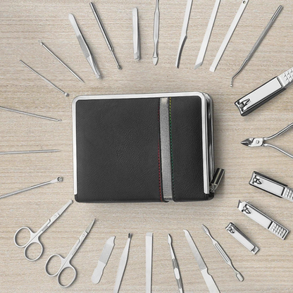 Mens Thick Nail Clipper 26 Piece Grooming Set With Case