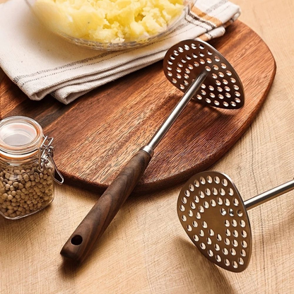 Potato Masher with Perforated Stainless Steel Plate for Vegetable Mashing