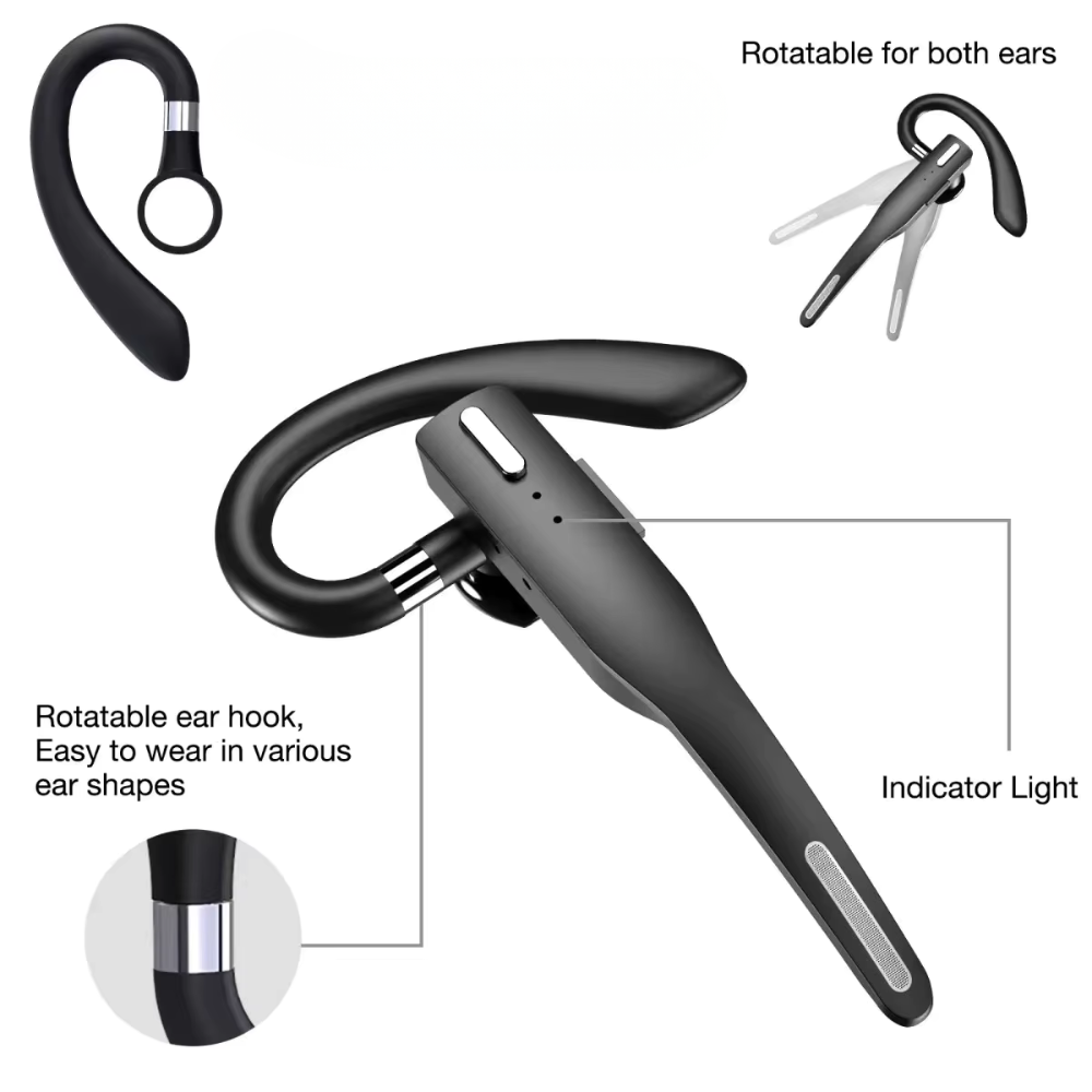 Wireless Headset, Dual Mic Bluetooth 5.1 Noise Cancelling Earphone