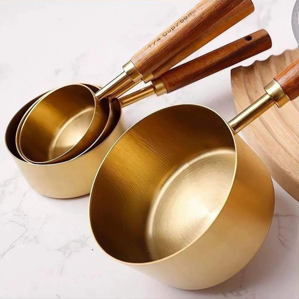Measuring Spoons Stainless Steel and Wood 8 pcs Utensil Set