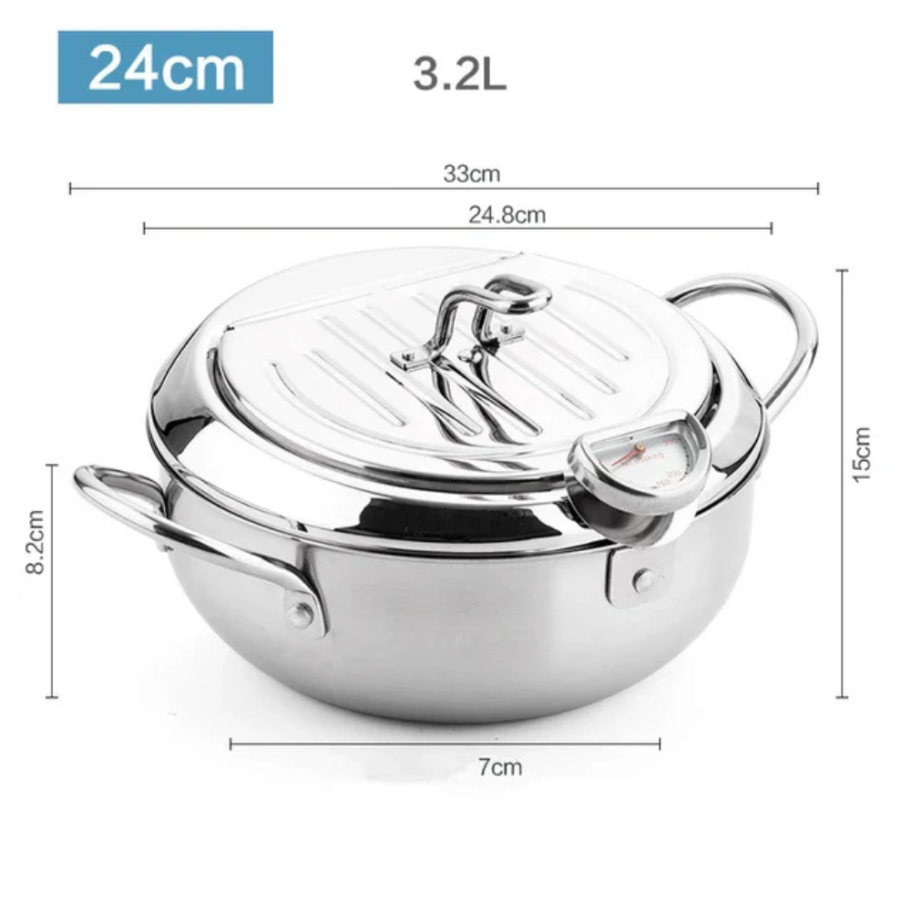 Stainless Steel Deep Frying Pot With Thermometer For Frying Food - Deep Fryer