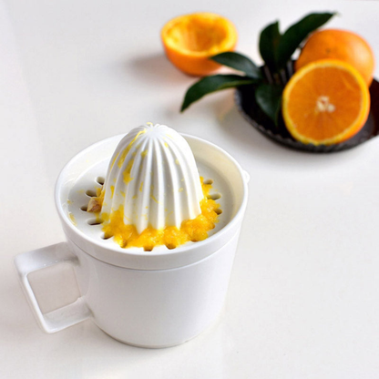 Orange Juicer Handheld Manual Lemon Press, Ceramic Ribbed Fruit Squeezer