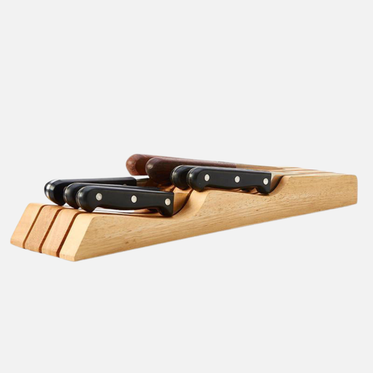 Horizontal Kitchen Knife Holder - Drawer or Countertop Knife Storage