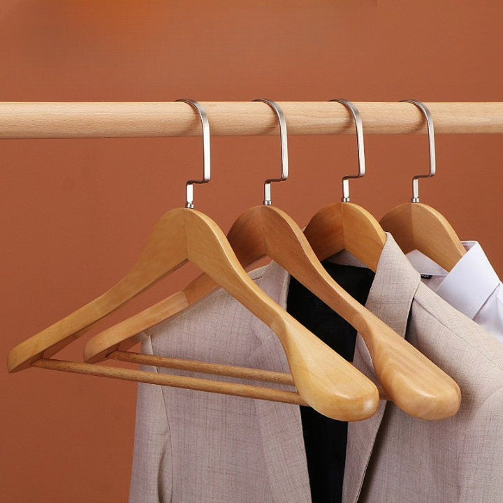 Clothes Hanger Solid Wood Closet Organizer Set of 4 Pack