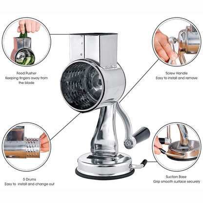 Multi-Functional Kitchen Rotary Food Grater - Five Drum Blades