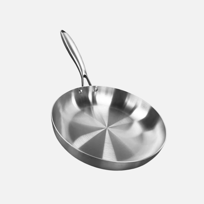 Frying Pan Stainless Steel 3-Ply Deep Cookware for Gas and Induction