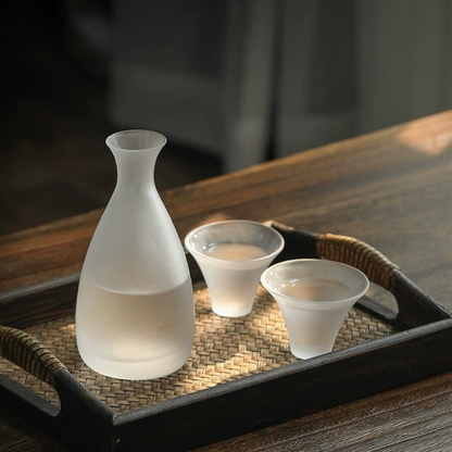 Mist Sake Cup Set, Frosted Glass Japanese Sake Drinking Set