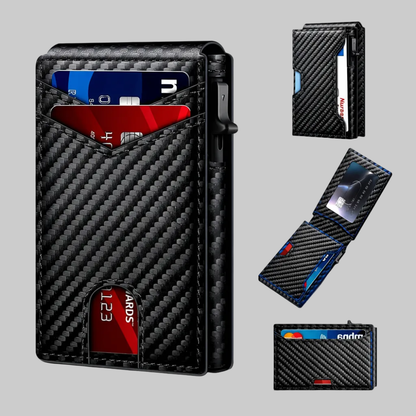 Wallet Slim RFID Blocking Carbon Fiber Look Card Holder Pocket Bifold