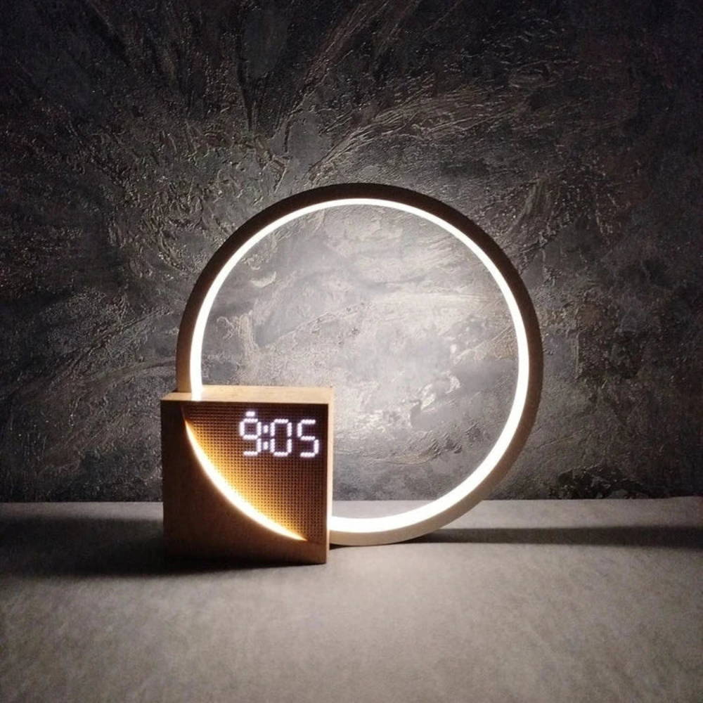 Smart Sunrise Alarm Clock with Circular Reading Lamp and USB Charger