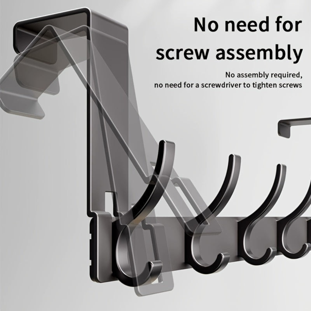 Coat Rack Over the Door Aluminum Alloy Multi Hook Rigid Storage Rail