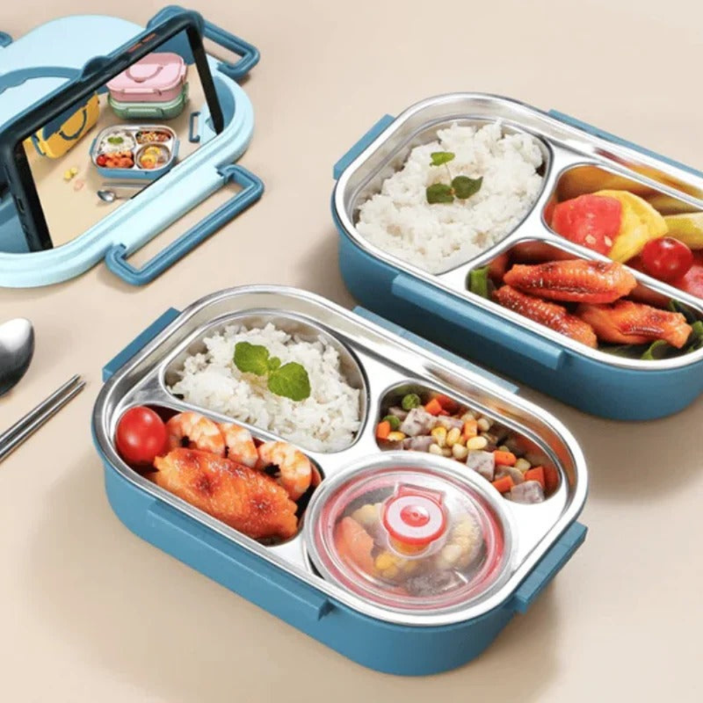 Thermal Lunch Box With 4 Leakproof Compartments & Sealed Pot Stainless Steel