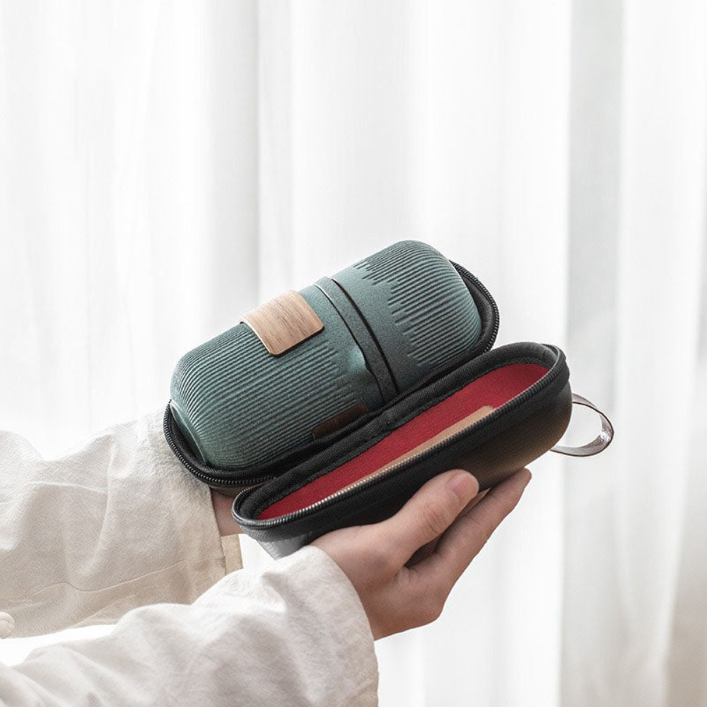 Portable Tea Set For Travel, Bluestone Glazed Style Set