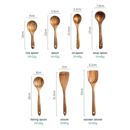 Wooden Utensil 7-Piece Kitchen Set