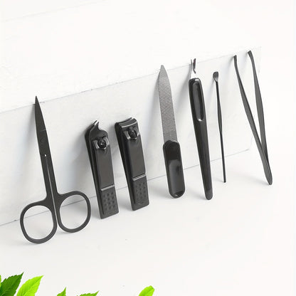 Mens Thick Nail Clipper 7 Piece Manicure Set With Portable Case