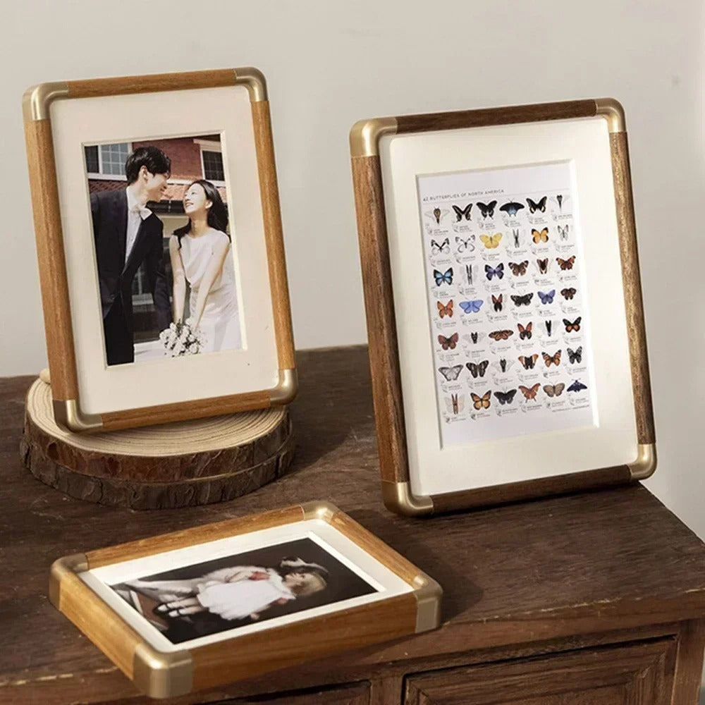 Retro Wooden Picture Frame - Tabletop/Shelf/Desk