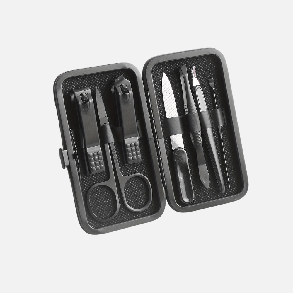 Mens Thick Nail Clipper 7 Piece Manicure Set With Portable Case