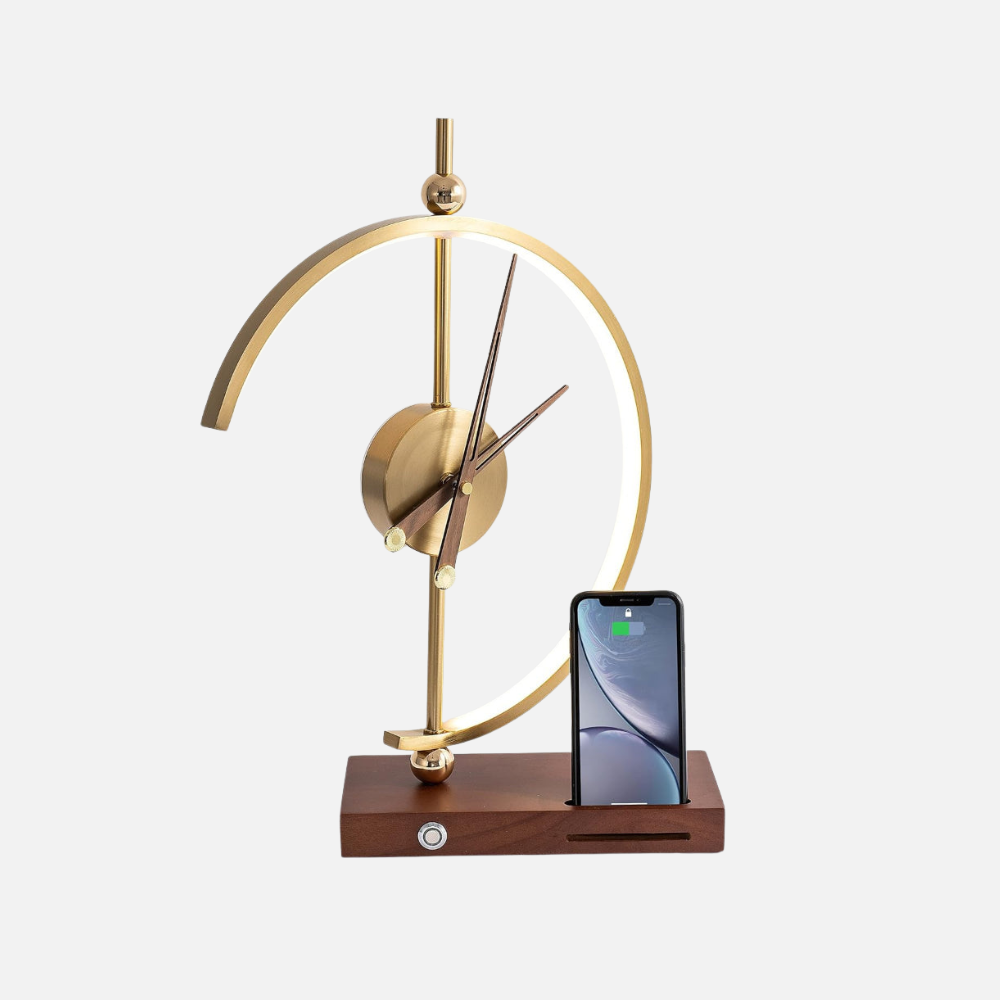 Modern Daylight Clock, Desk Lamp Clock With Wireless Charger For Phone