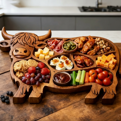 Wood Charcuterie Boards Cow Shaped Solid Wood Meat and Cheese Platter