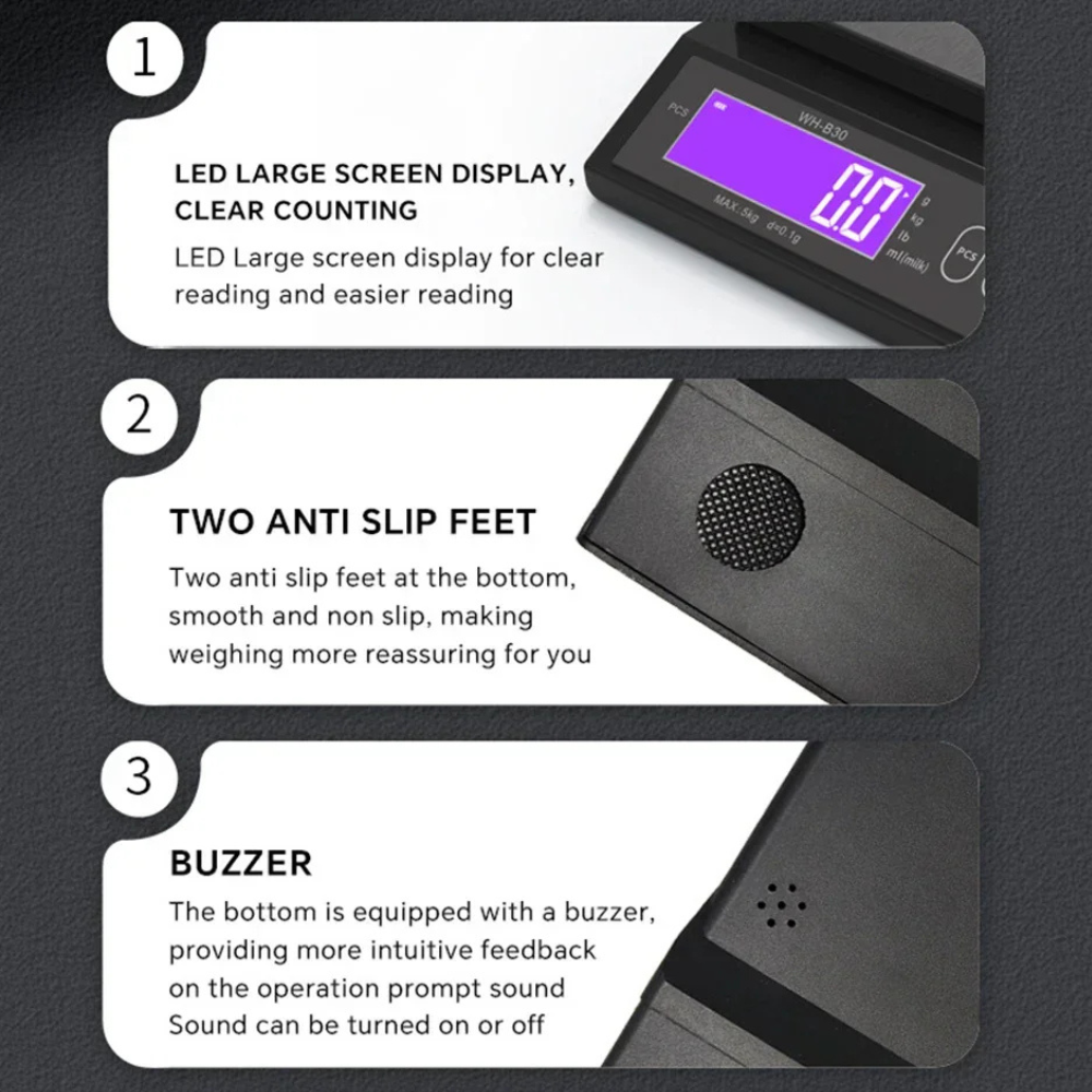 Digital Kitchen Scale IP67 Washable Rechargeable 5kg or 10kg Precision