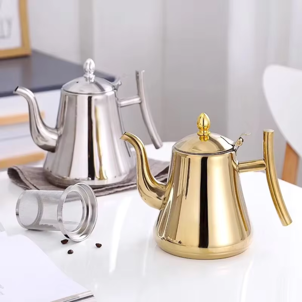 Stainless Steel Teapot With Filter, Induction Tea Kettle Cooker With Stainless Steel Lid